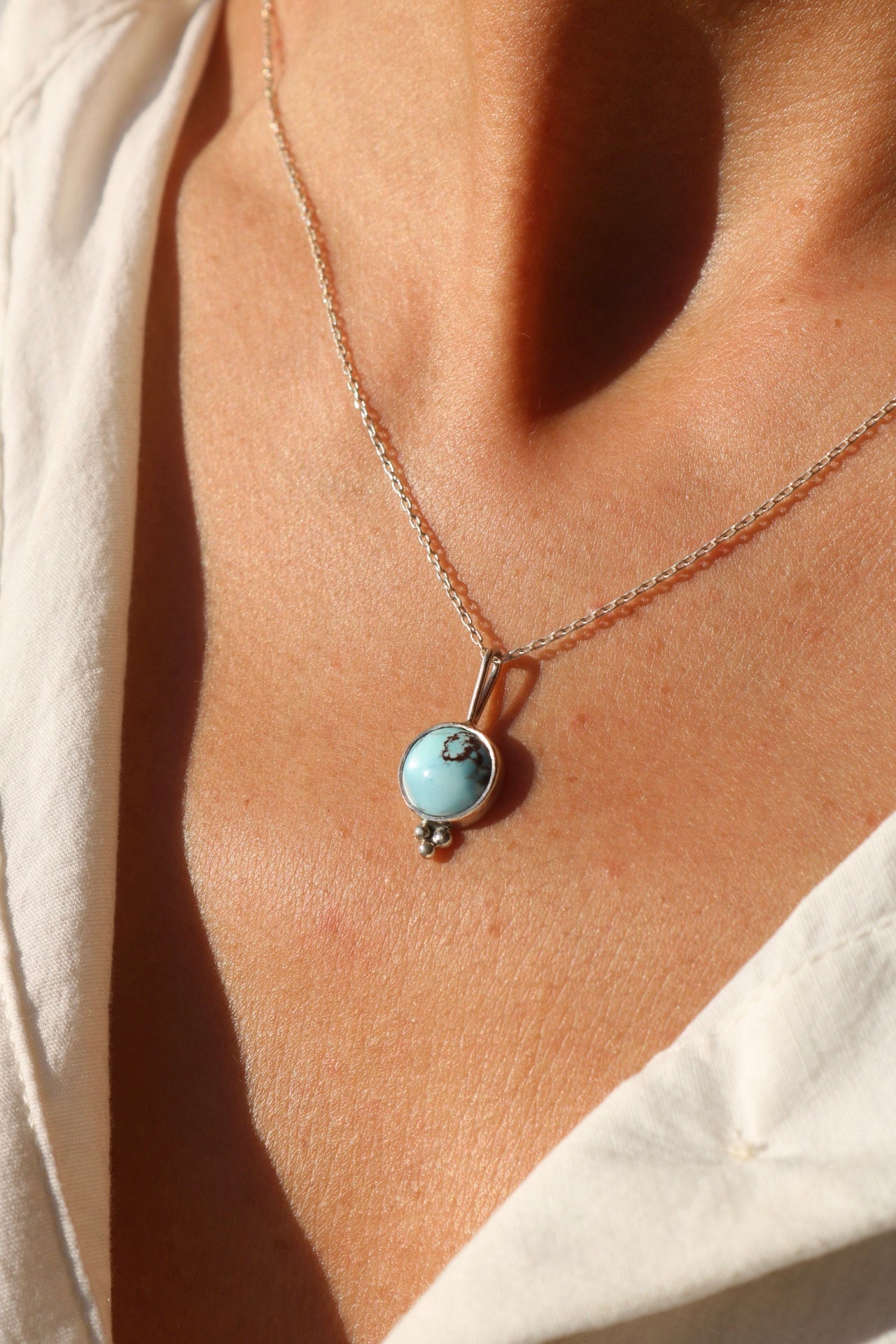 Kazakh Turquoise Silver Pendant
