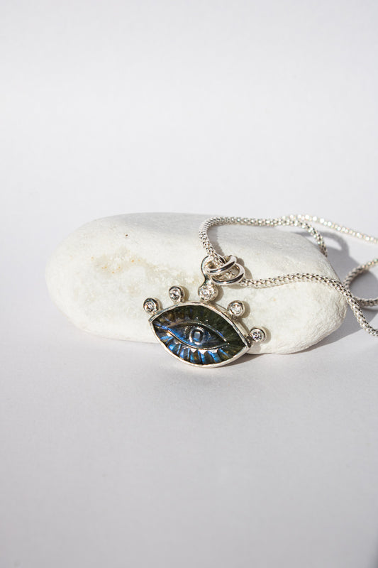 Third Eye Pendant — Labradorite & Moissanites