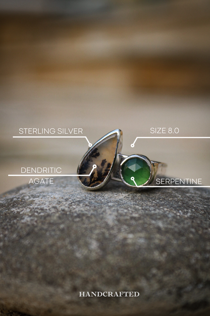 Nature square silver ring (8.0)