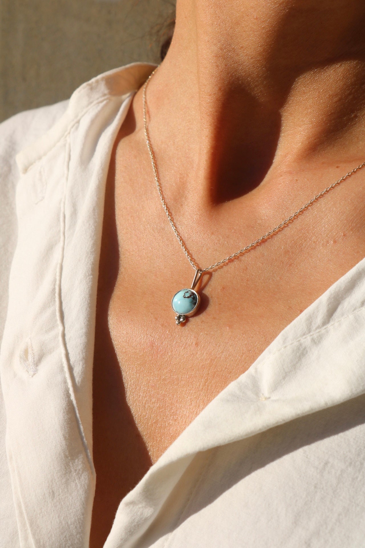 Kazakh Turquoise Silver Pendant