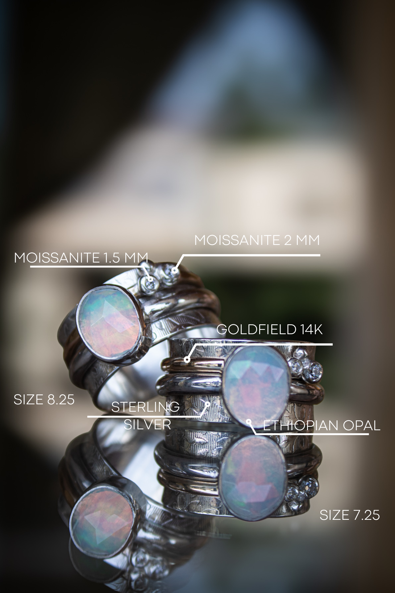 Spinner Ring with Ethiopian Opal & Moissanites