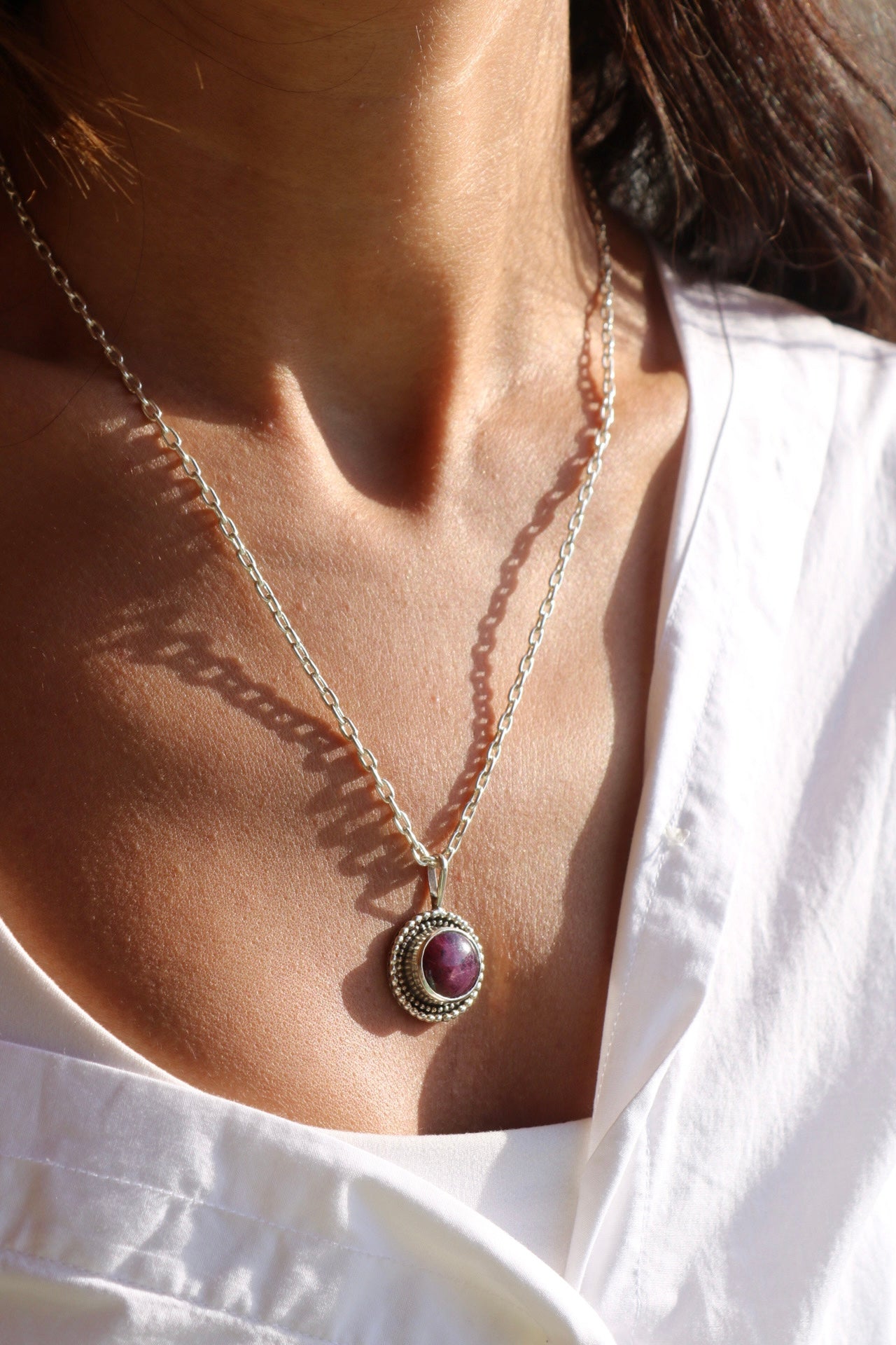 Star Ruby Mandala Silver Pendant