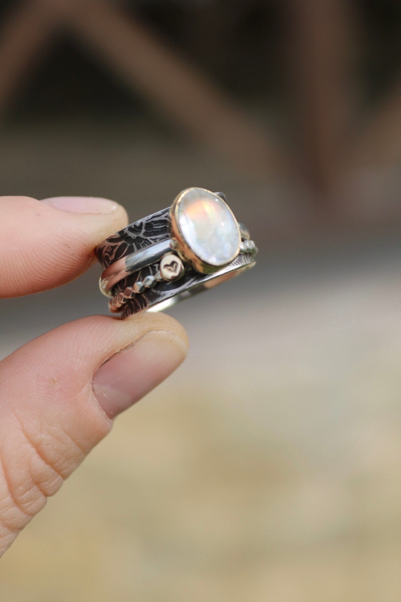 Moonstone Spinner Ring (6.75)