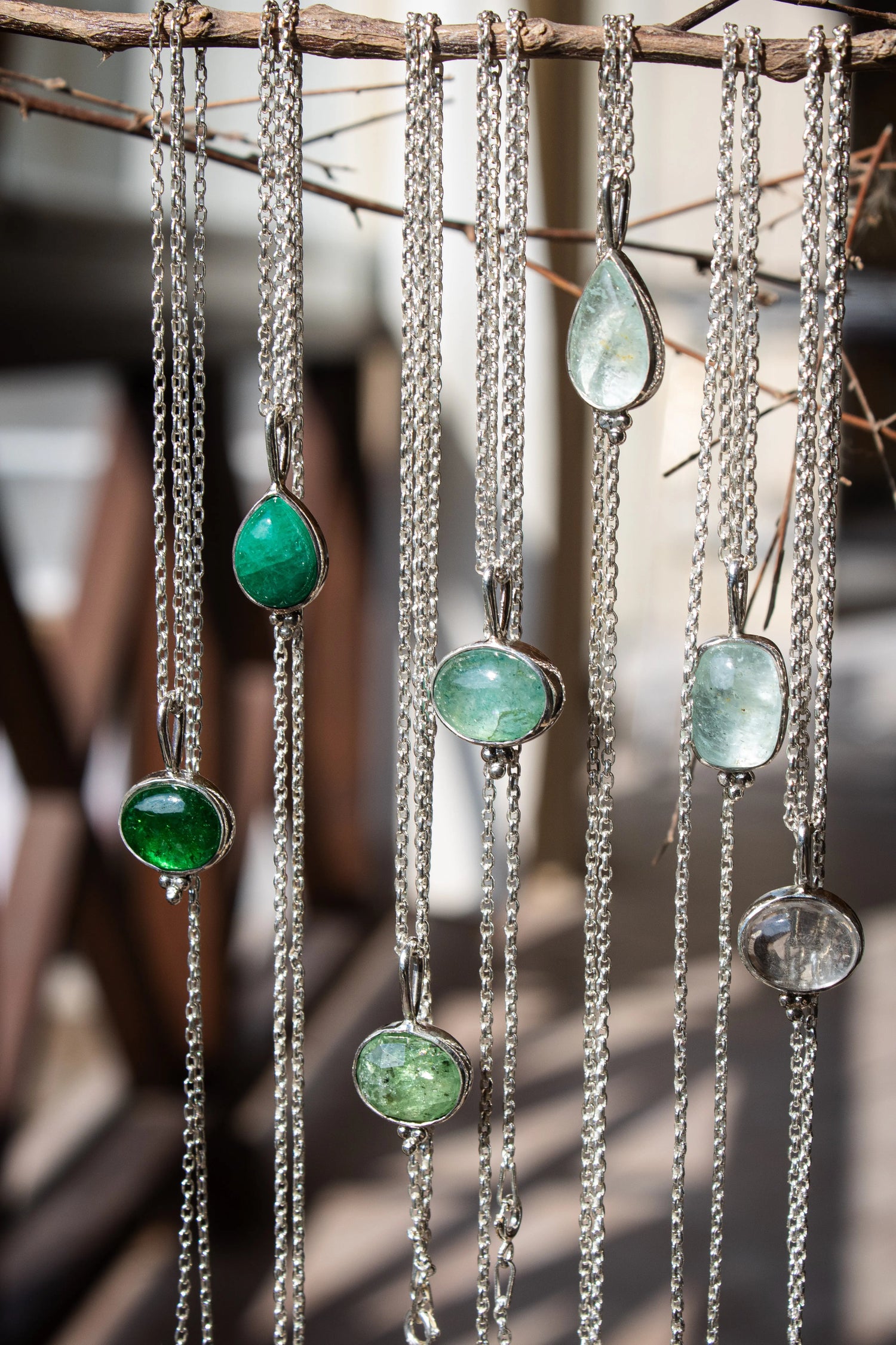 Gemstones Silver Pendant - ORI Jewelry