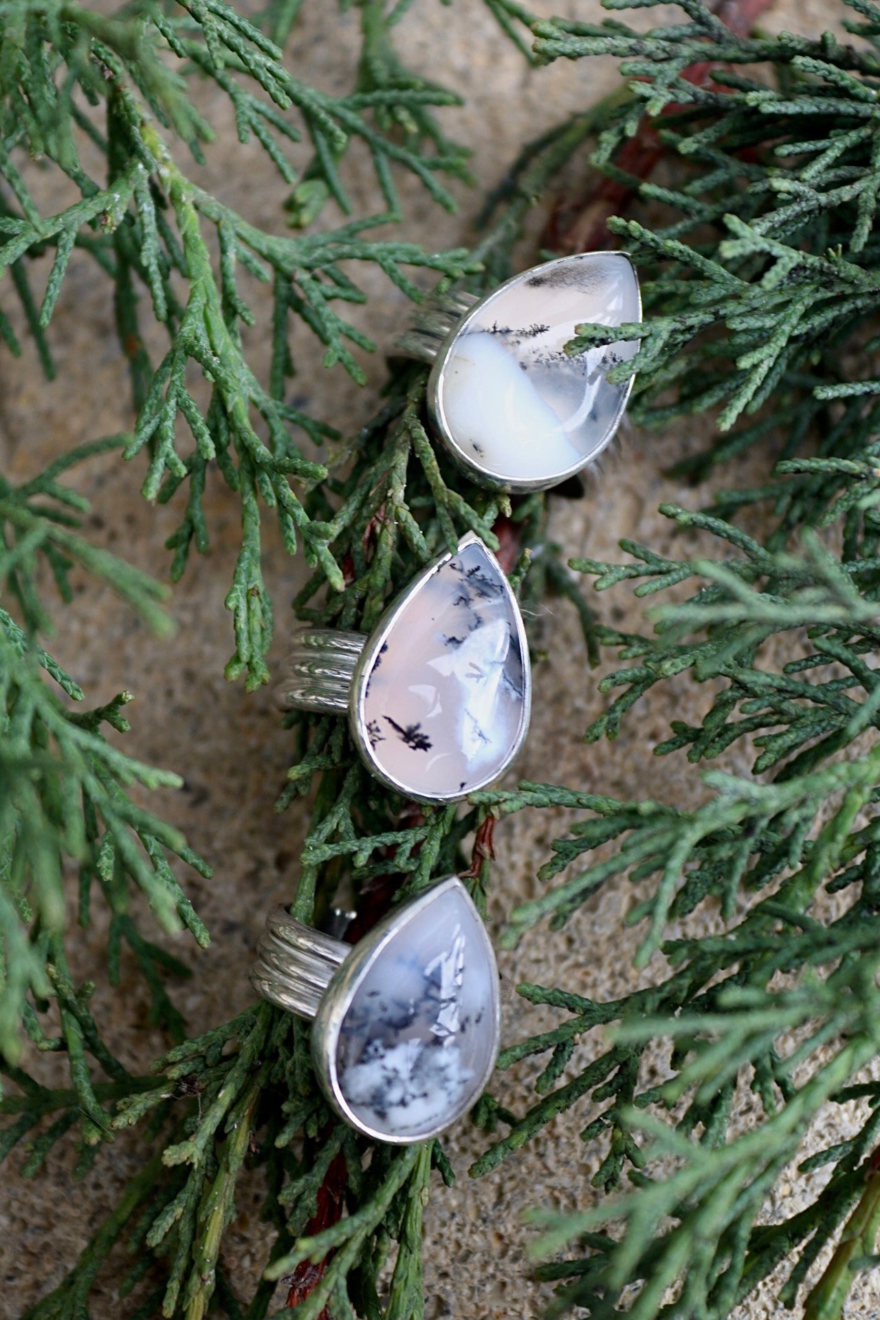 Dendritic Opal Silver Ring (7.0)