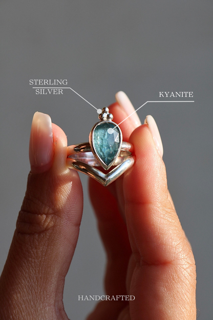 Kyanite Silver Ring Set
