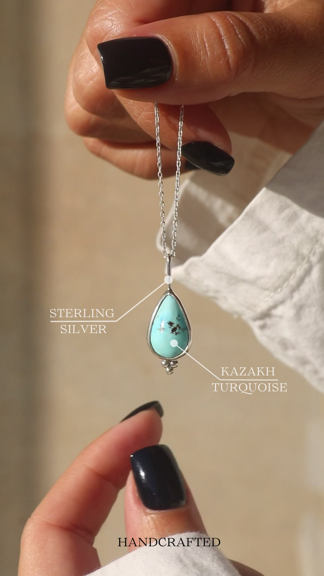 Kazakh Turquoise Silver Pendant