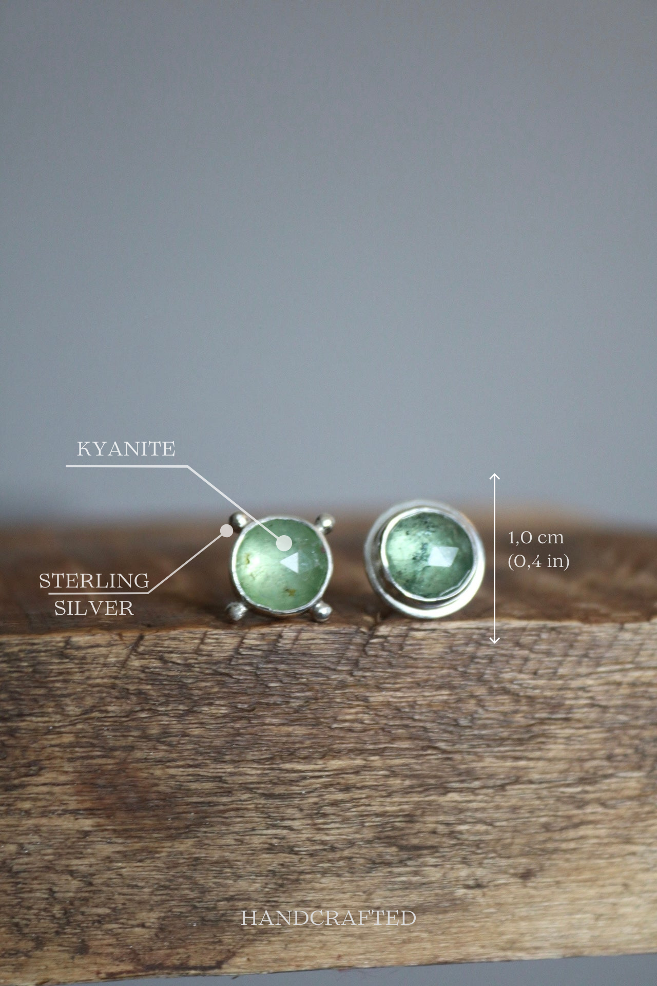 Green Kyanite Silver Stud Earrings