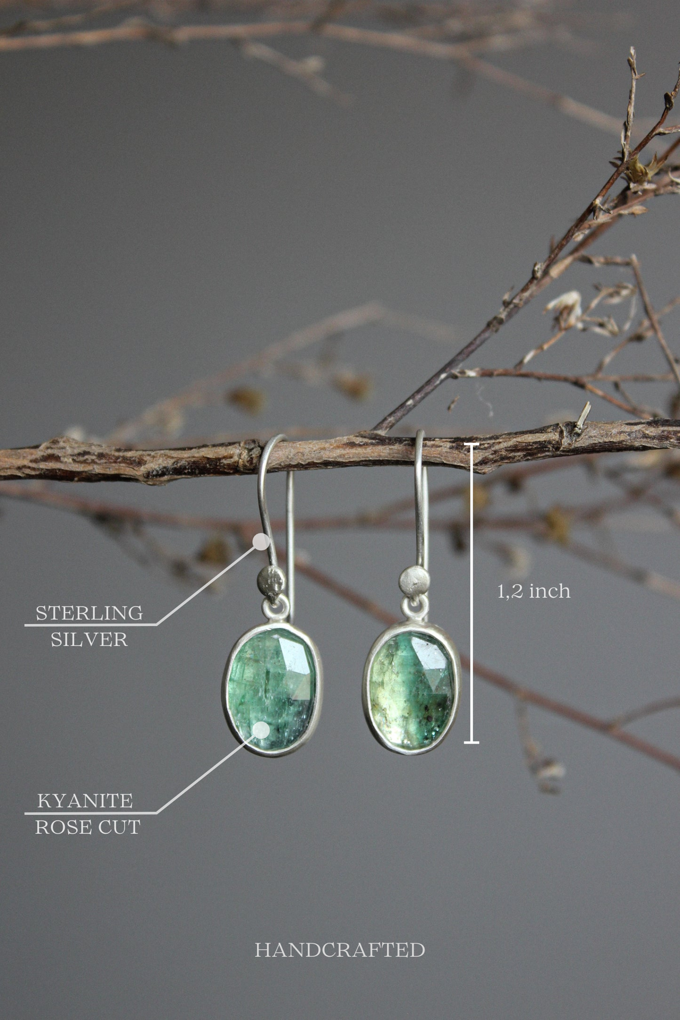 Green Kyanite Silver Earrings