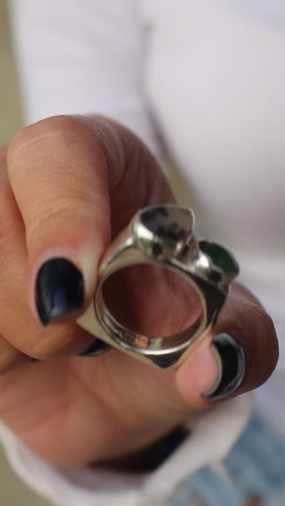 Nature square silver ring (8.0)