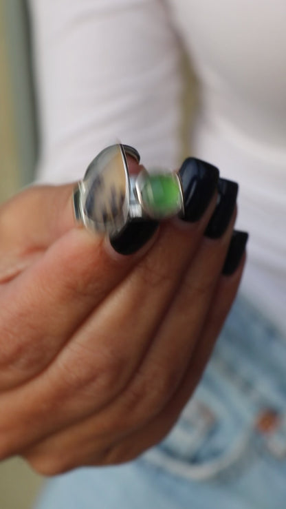 Nature square silver ring (8.0)