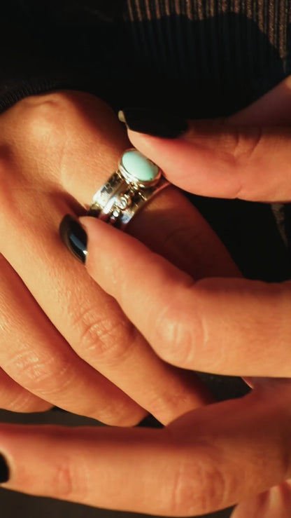 Kazakh Turquoise Spinner Silver Ring